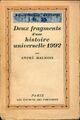  Achetez le livre d'occasion Deux fragments d'une histoire universelle 1992 de André Maurois sur Livrenpoche.com 