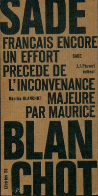 Achetez le livre d'occasion Français, encore un effort / l'inconvenance majeure de Maurice ; Sade Blanchot sur Livrenpoche.com 