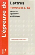  Achetez le livre d'occasion L'épreuve de Lettres Terminales L,ES 1995 sur Livrenpoche.com 